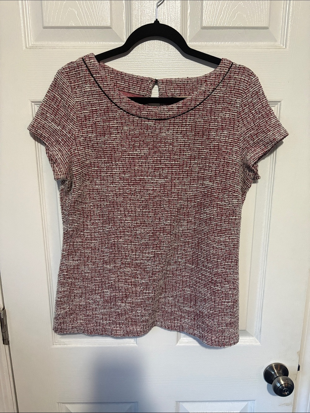 Banana Republic Women’s Short Sleeve Knit Top in Maroon Heather